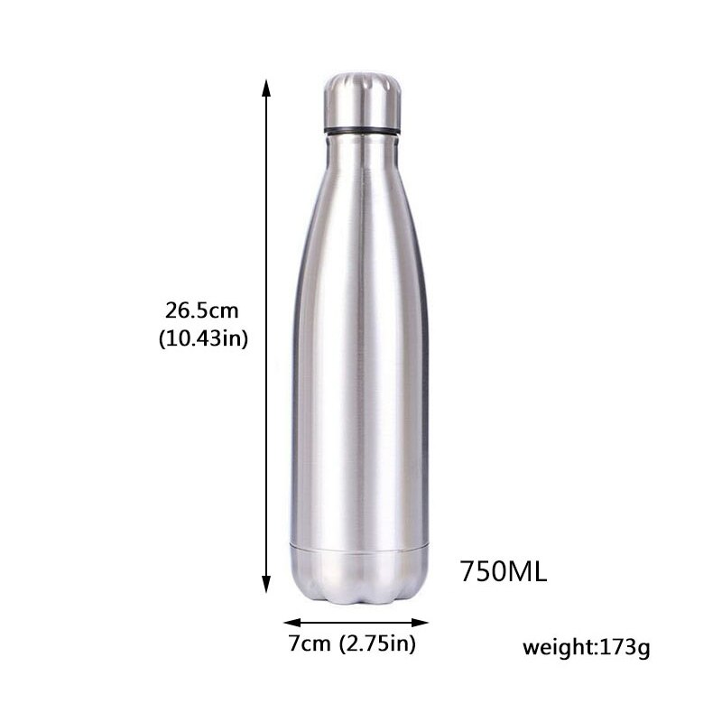 350/500/750Ml Rvs Water Fles Solid Colr Sport Drink Fles Reizen Wandelen Paardrijden Keuken Water flessen Bike Fles: style 2 750ml