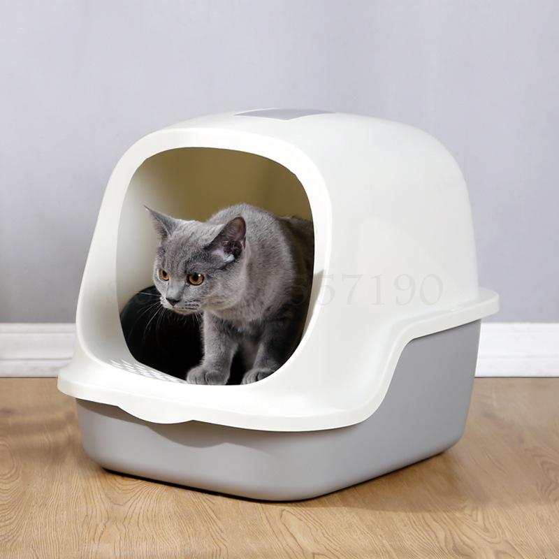 Caja de arena grande totalmente cerrada para gatos, sanitario para mascotas