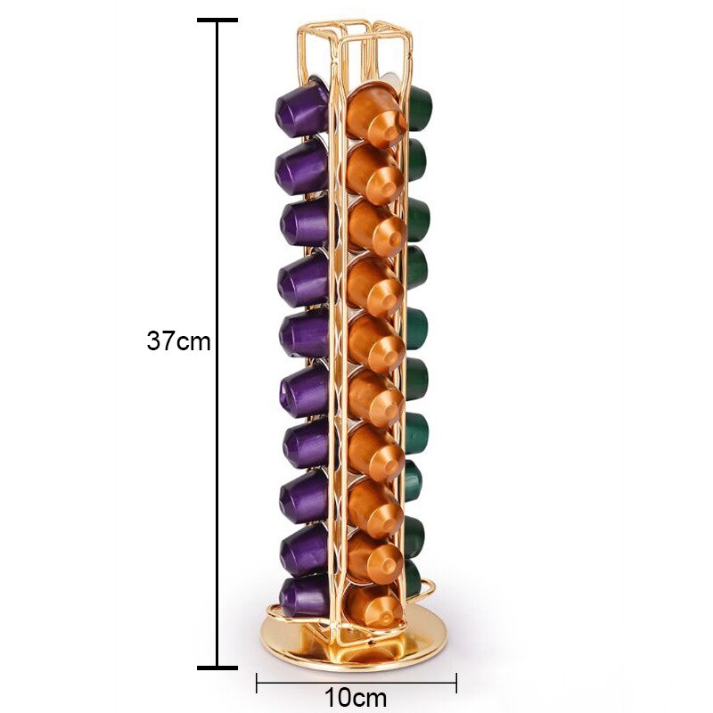 40cups Nespresso Coffee Pod Holder 360° Rotating Rack Coffee Capsule Stand Dolce Gusto Capsule Storage Shelf Organization Holder: E-rotatable