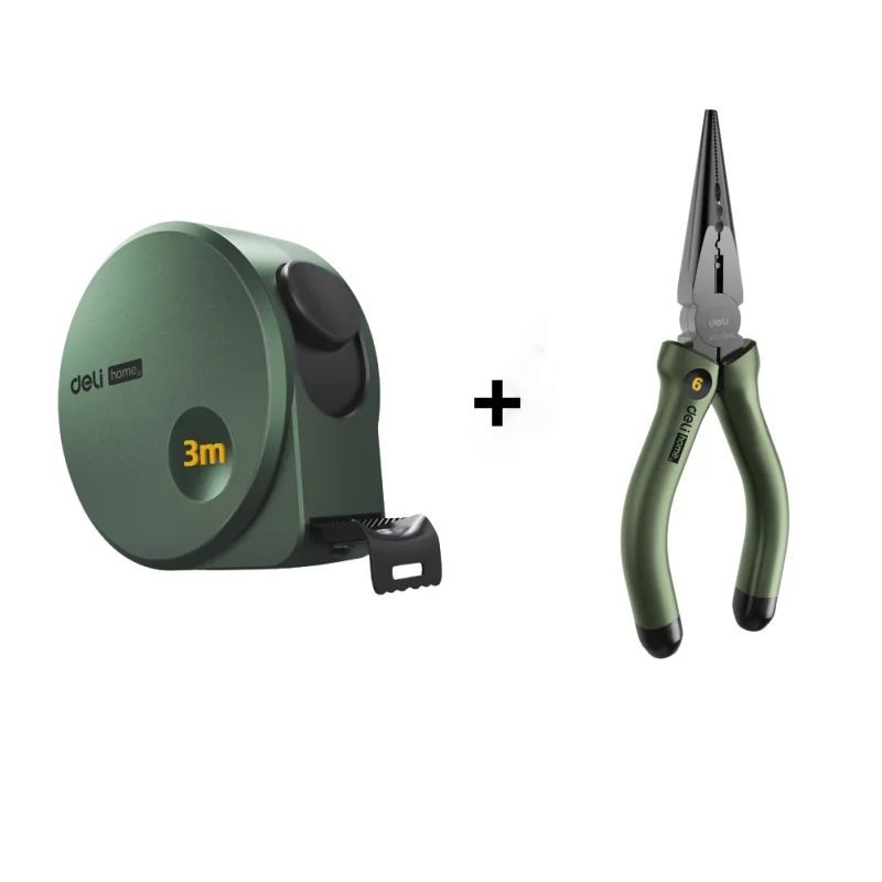 Deli Steel Tape Measure Combination Set 3/5M Retractable Digital Tape Measuring Kits for Home Woodworking Multitool: Gold