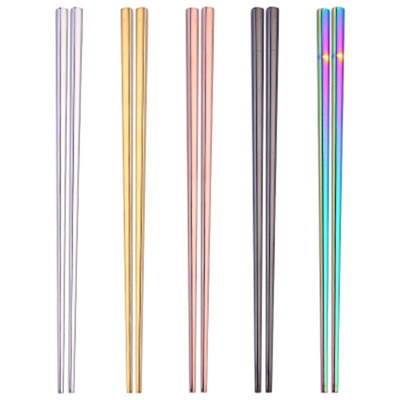 1 Paar Metalen Chop Sticks Rvs Eetstokjes Servies Zilver Goud Multicolor Wedding Party Festival Supplies