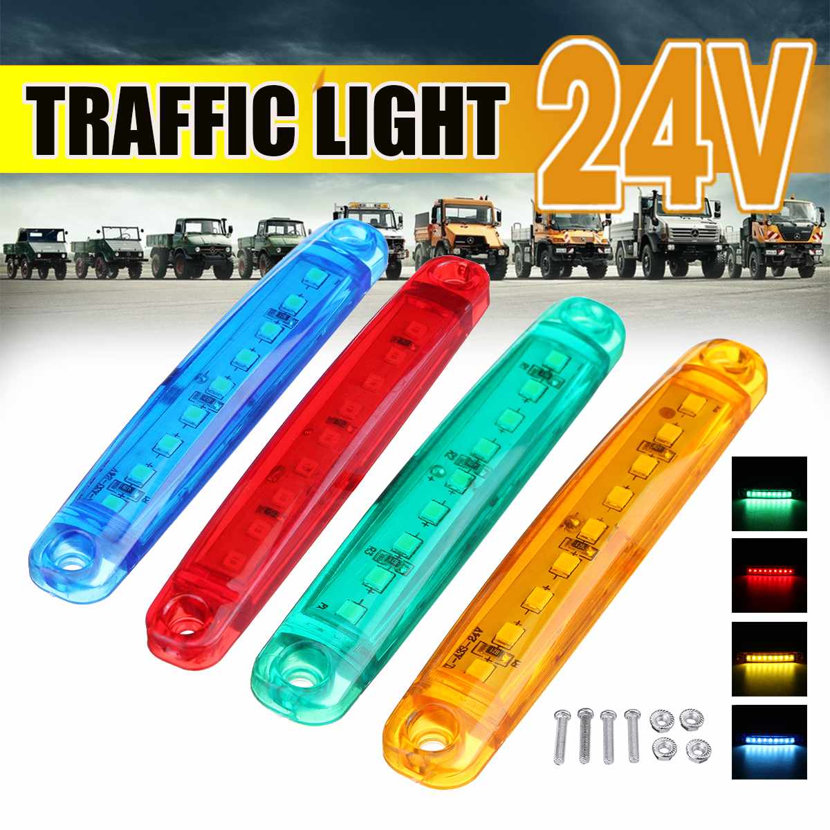 9 Led-achterlicht Bar Strip Auto Vrachtwagen Achterruit Brake Stop Vloeiende Richtingaanwijzer Trailer Achterlichten Strip 4 kleuren 24V