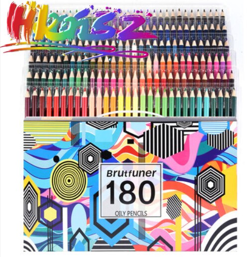Brutfuner 180 Colors Oily Colored Pencils Set Oil HB Wood Coloured Pencils Drawing