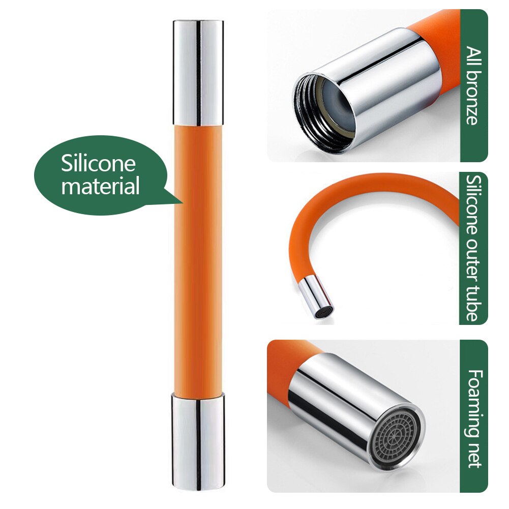 Faucet Extension Extender Flexible Hose Silicone Tube Universal Interface 360Degree Water Tap Extension Hose Kitchen Accessories