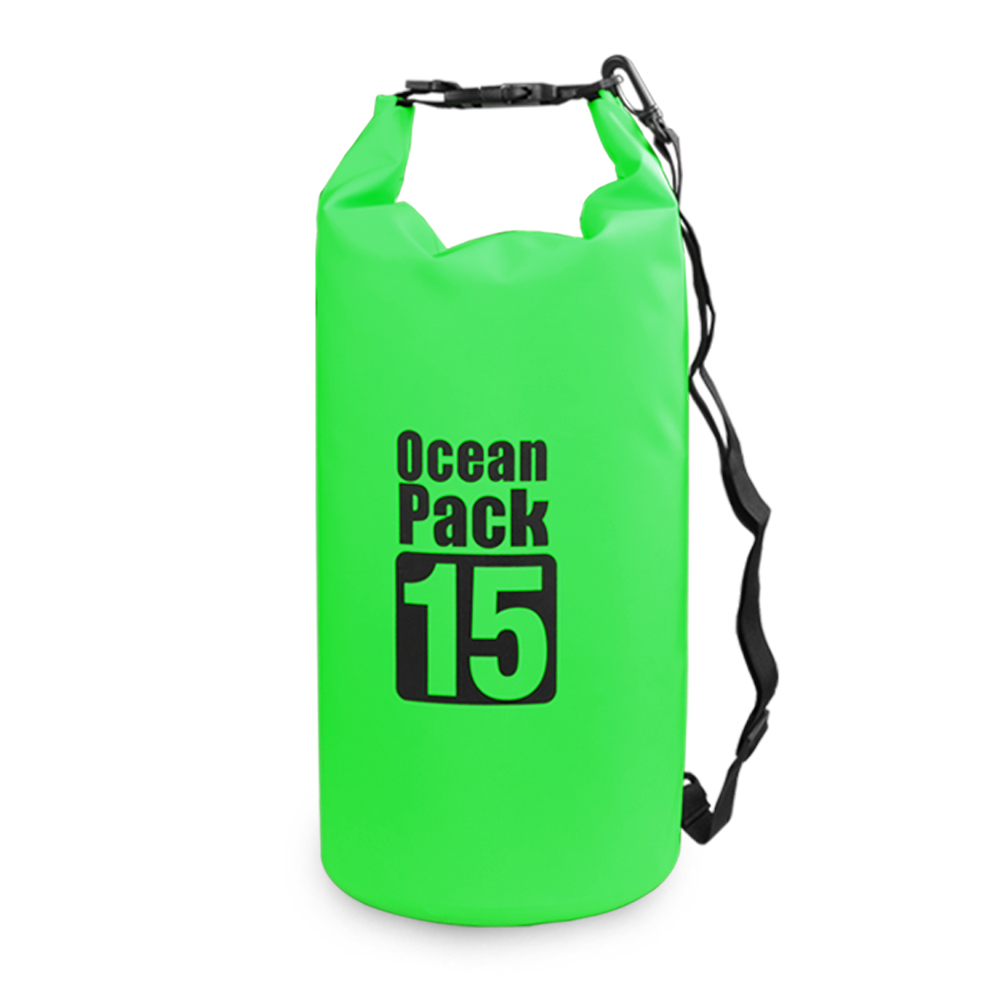 10L /15L /20L /30L Outdoor Waterproof Dry Backpack Water Floating Bag Roll Top Sack for Kayaking Rafting Boating River Trekking: Green 15L