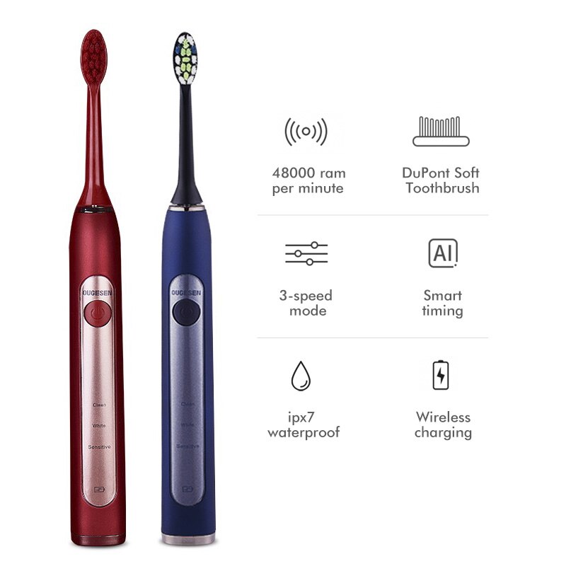 OUGESEN Electric Sonic Toothbrush OGS-9600 Wireless Induction Rechargeable Adult Waterproof Electronic Toothbrush 4 Replacement