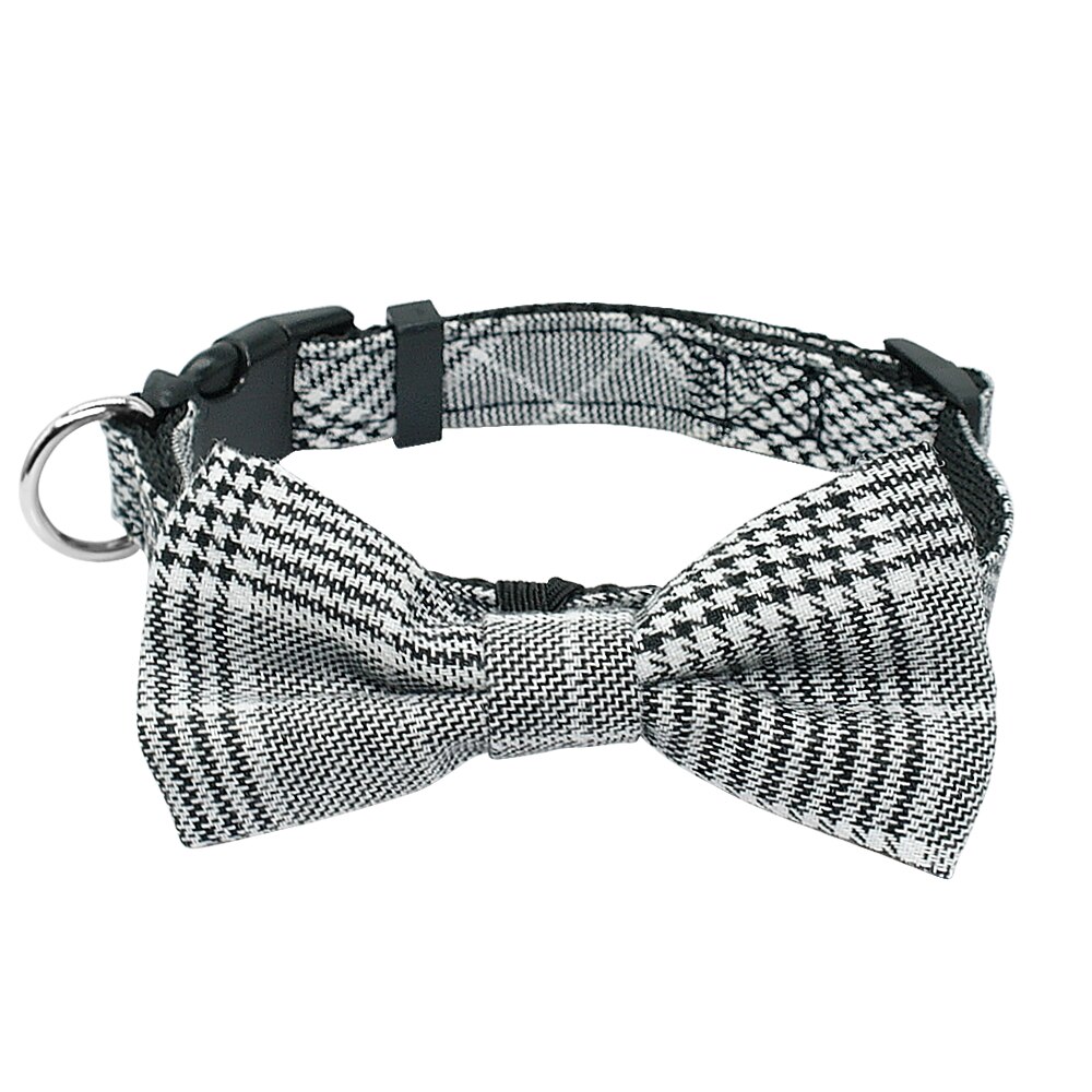 Plaid hundehalsbånd med bowtie hvalp justerbar bowknot kraver til små mellemstore hunde katte chihuahua jul: Sort 1 / S