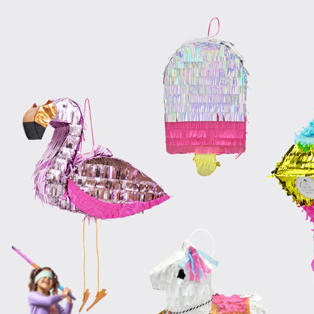 1pc pinata flamingo aluminiumsfolie flerfarvede fiesta spil rekvisitter candy beat legetøj til fest
