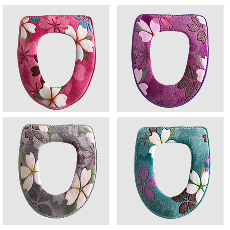 Estampado Floral cálido cómodo Coral terciopelo asiento cubre Pedestal Pan almohadillas decoración de baño 4 opciones de Color