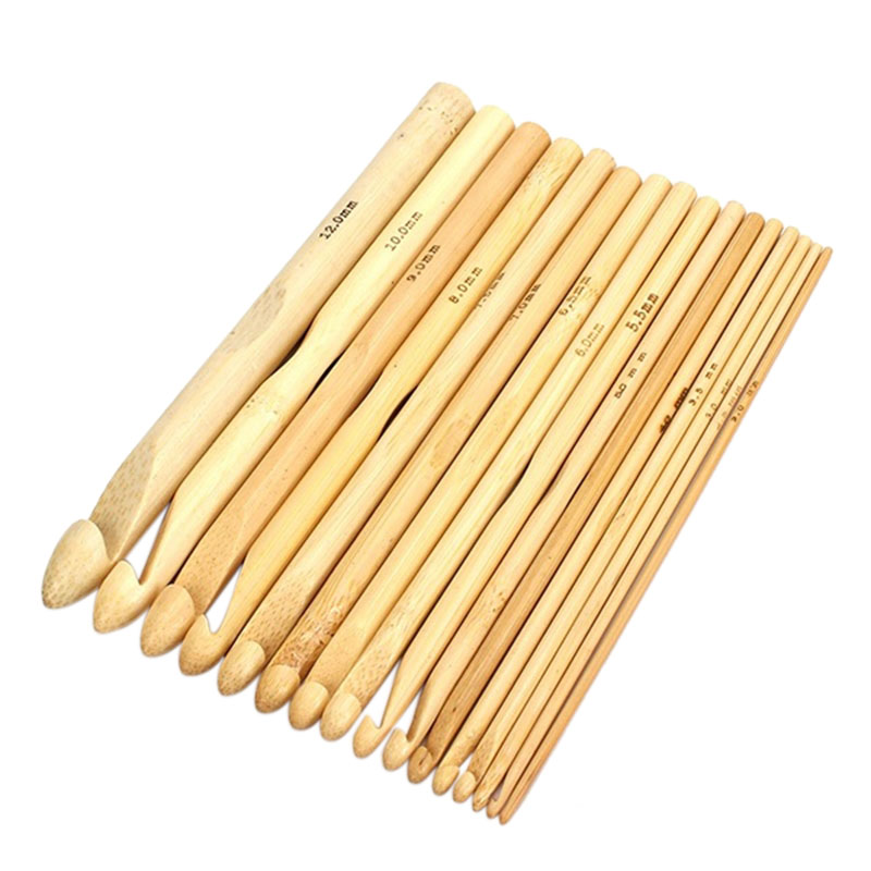 16 Maten Set 6 "Bamboe Breien Weave Naald Haaknaalden Craft Tool 2.0-12.0 Mm
