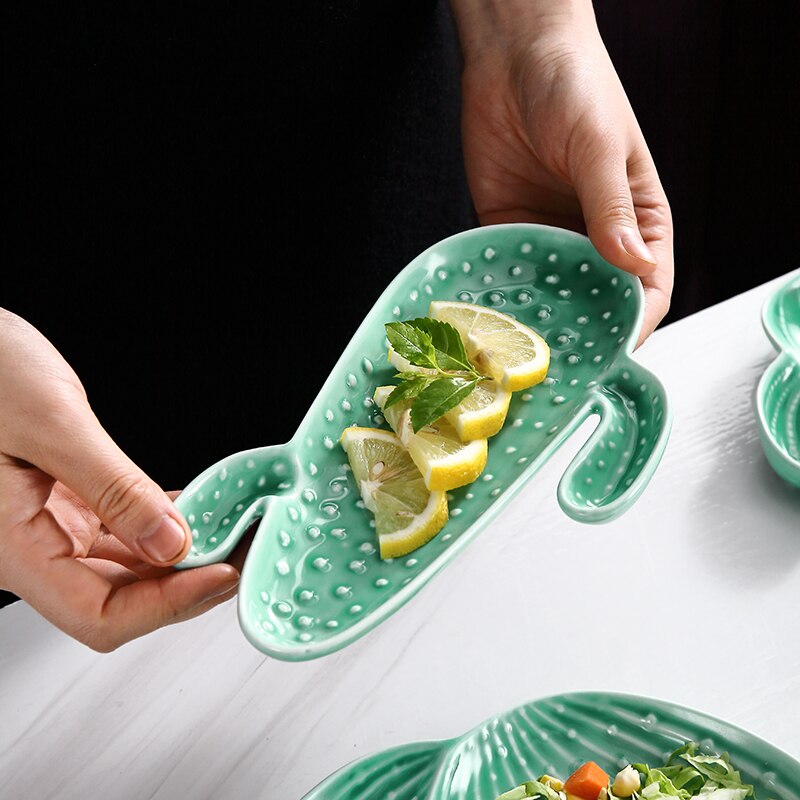 Platos de cocina variados, condimentos de cerámica, Cactus, inmersión, salsa, Bol para bocadillos, tazón, vajilla creativa, decoración del hogar, plato de fruta