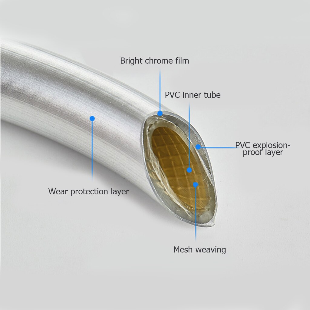 High Pressure Silver PVC Smooth Shower Hose For Bath Handheld Shower Head Flexible Shower Hose