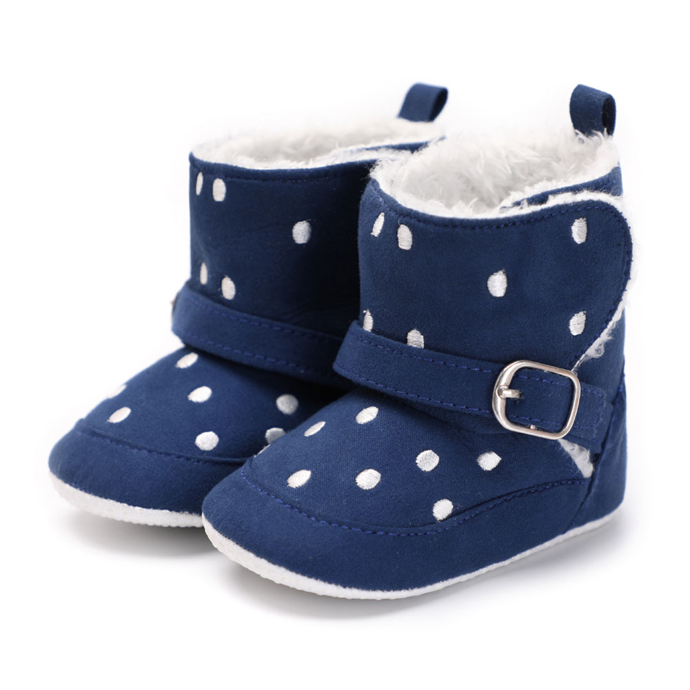 Baby Winter Laarzen Baby Peuter Pasgeboren Leuke Polka Dot Schoenen Meisjes Jongens Babyschoenen Super Warm Houden Sneeuwveld Laarzen: blue / 13-18 months