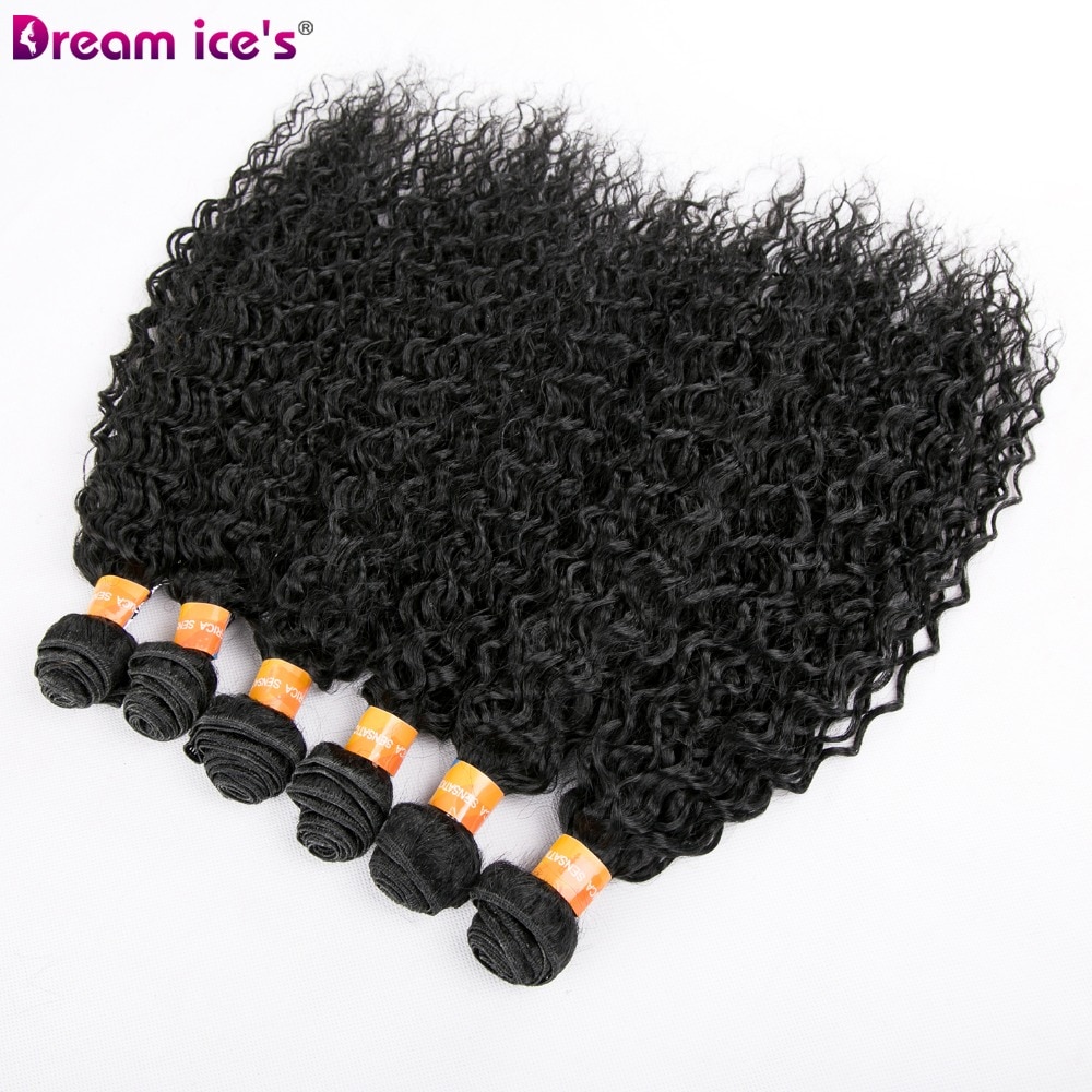 Droom ijs's synthetische Afro kinky krullend haar weave bundels weaveing 6 bundels een pak een hoofd hair extensions