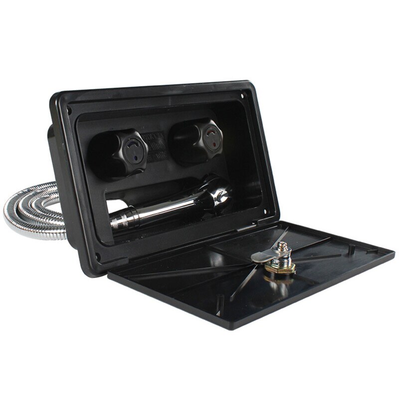 Rv Camper Van Externe Douche Box Kit Met Slot Warm En Koud Water Aparte Switch Douche Caravan Accessoires Modificatie: Black