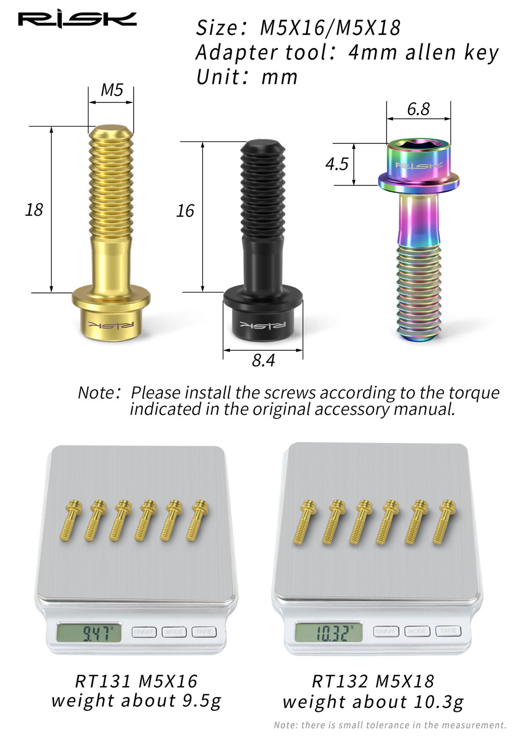 Risiko 6 Stück m5x16mm/m5x18mm Titan Spindel schrauben Schraube Fahrrad Fahrrad MTB Lenker ultraleichte Vorbau feste Schraube Fahrrad zubehör