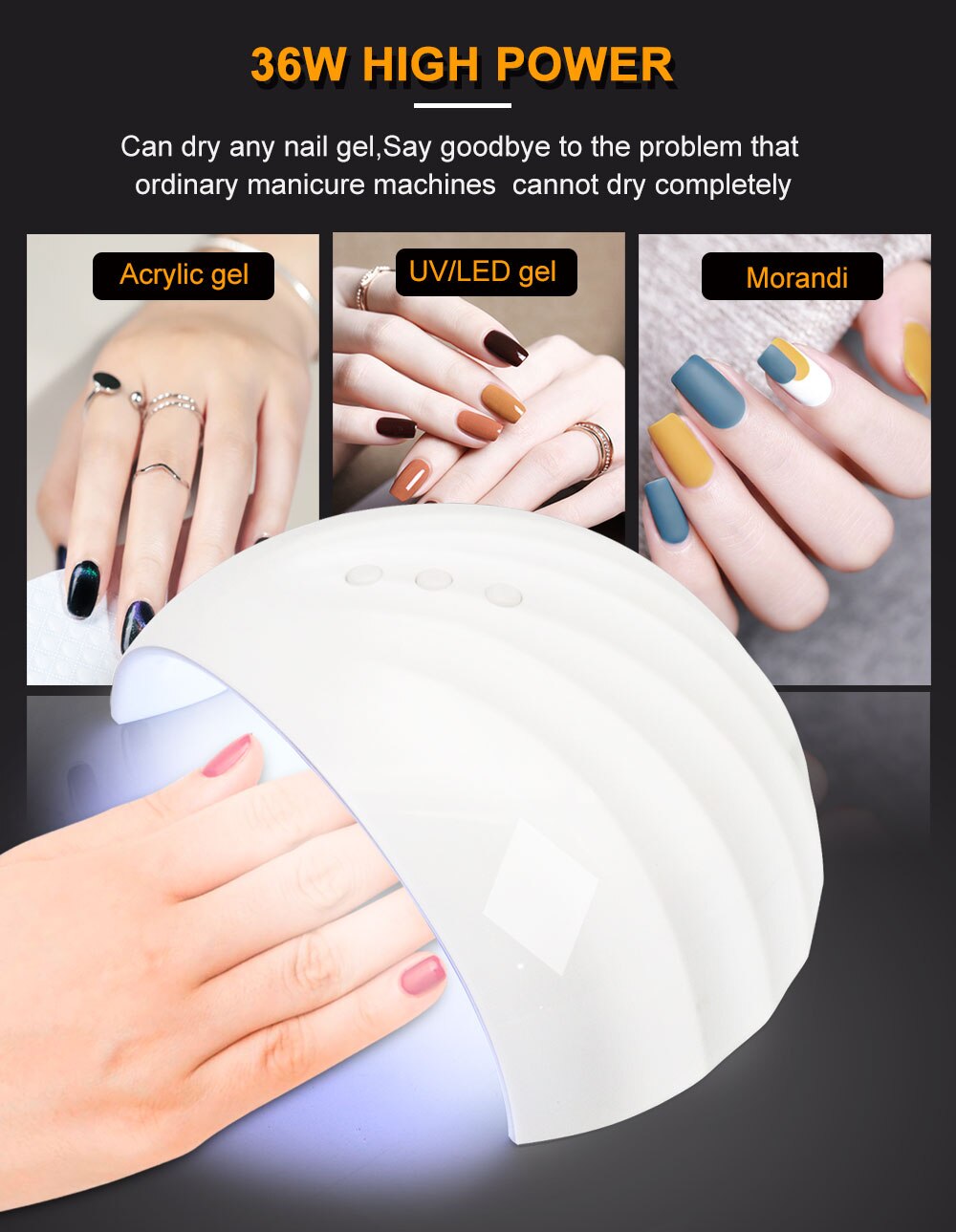 LKE 36W lámpara de secado de uñas UV LED para Gel barniz uñas Gel pulido 60S/99S/120S lámpara de sincronización secador de uñas para secado herramienta de Arte de uñas