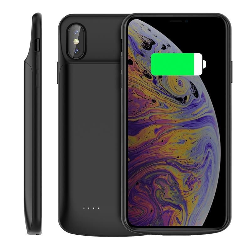 Leioua 6000 mah Batterij Oplader Voor iphone X Xs Oplaadbare Power Bank Externe Backup Charger Case Voor iPhone X XS: Black For iPhone X 