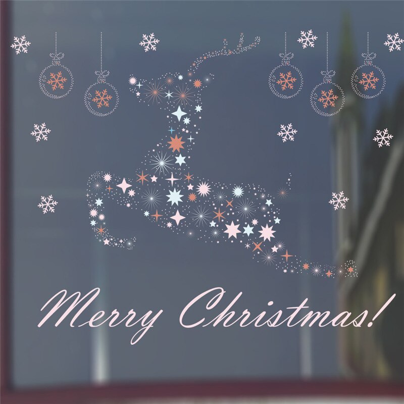 Kerst Elements Muurstickers etalage Office Home Decoratie Diy Kerstman Rendier Sneeuwpop Xmas Tree Snowfake Decal: xmas98