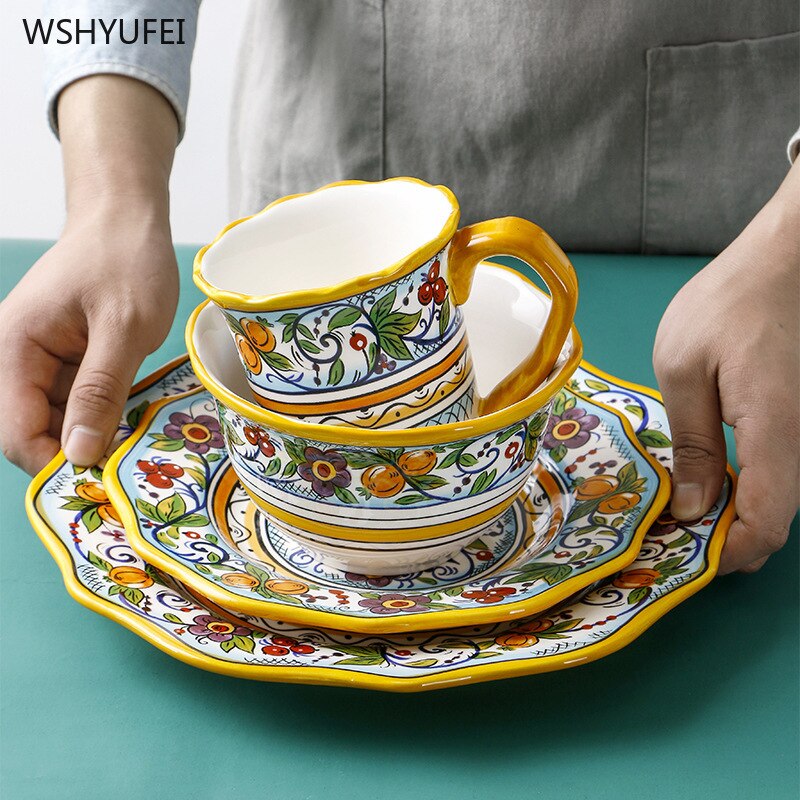 1 szt. Ceramiczny talerz na owoce zastawa deserowa talerzyk deserowy ręcznie malowany zastawa obiadowa ślub wakacje przybory kuchenne piękne