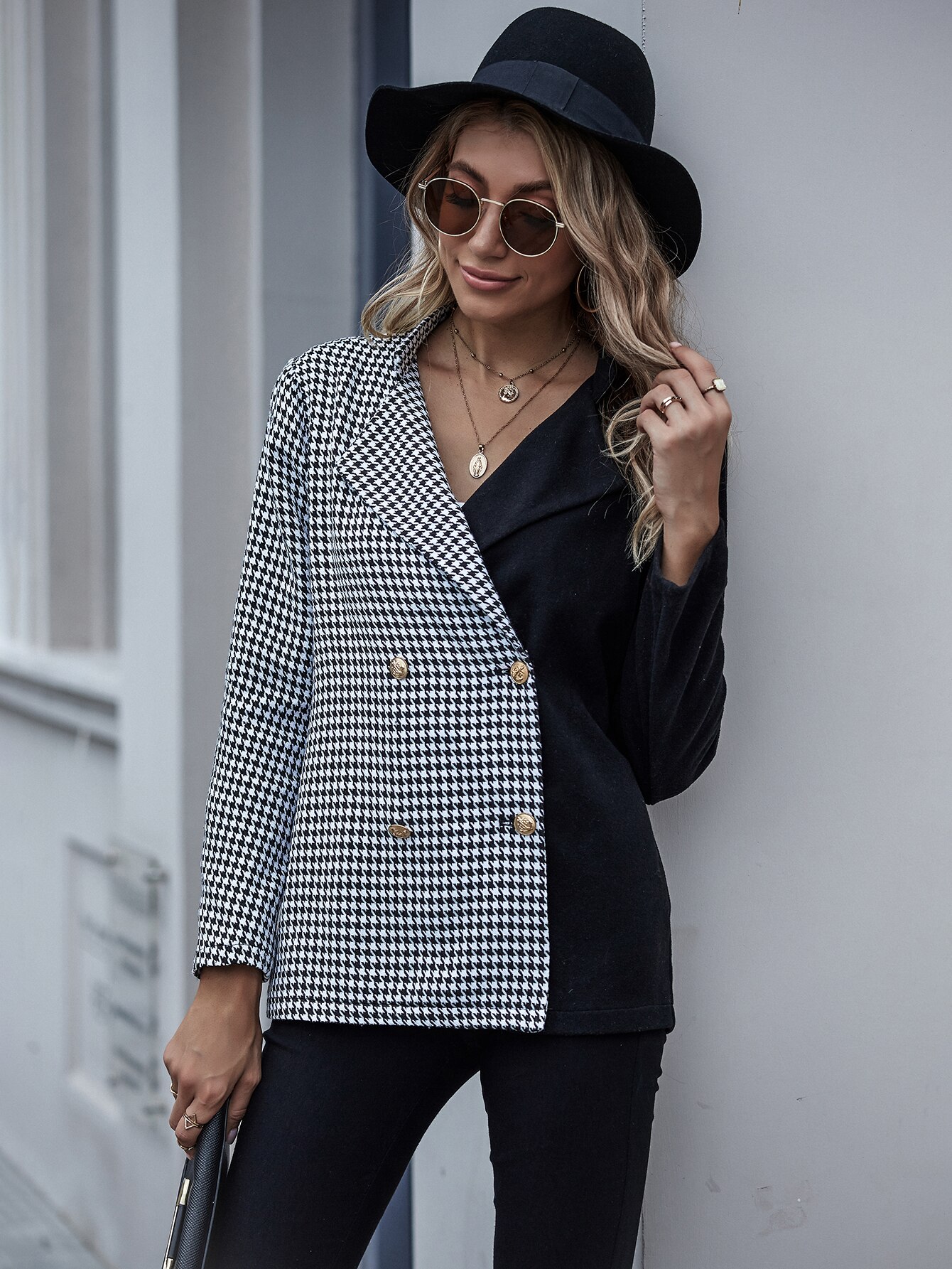 Women Tweed Plaid Blazers Jackets Autumn Work Offi... - Grandado