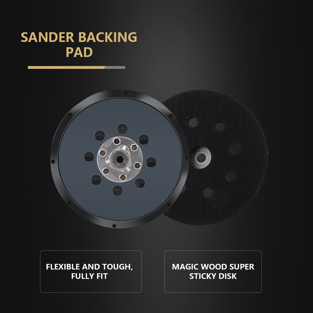 SPTA 5 Inches 125 MM 8-Hole Back-up Sanding Pad 4 Nails Hook and Loop Sander Backing Pad for Electric Makita Orbital Sander
