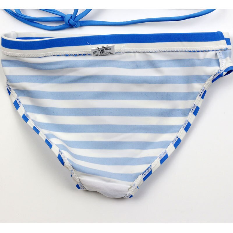Tjej bikini set barn blå randiga baddräkter tjejer två delar baddräkt barn badkläder biquini set flicka barn baddräkter