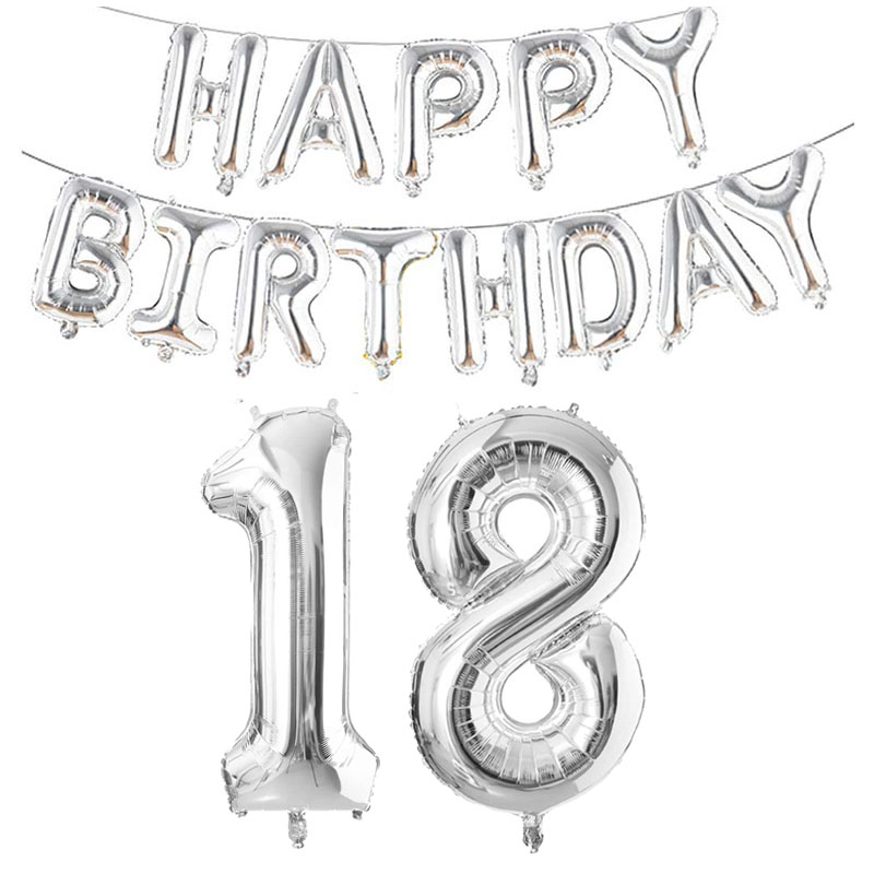 Globos plateados de aluminio con números de 32 pulgadas, 10 11 12 13 16 18 25 30 35 40 50 60 años, decoraciones para de feliz cumpleaños, adultos, niños, niños y niñas