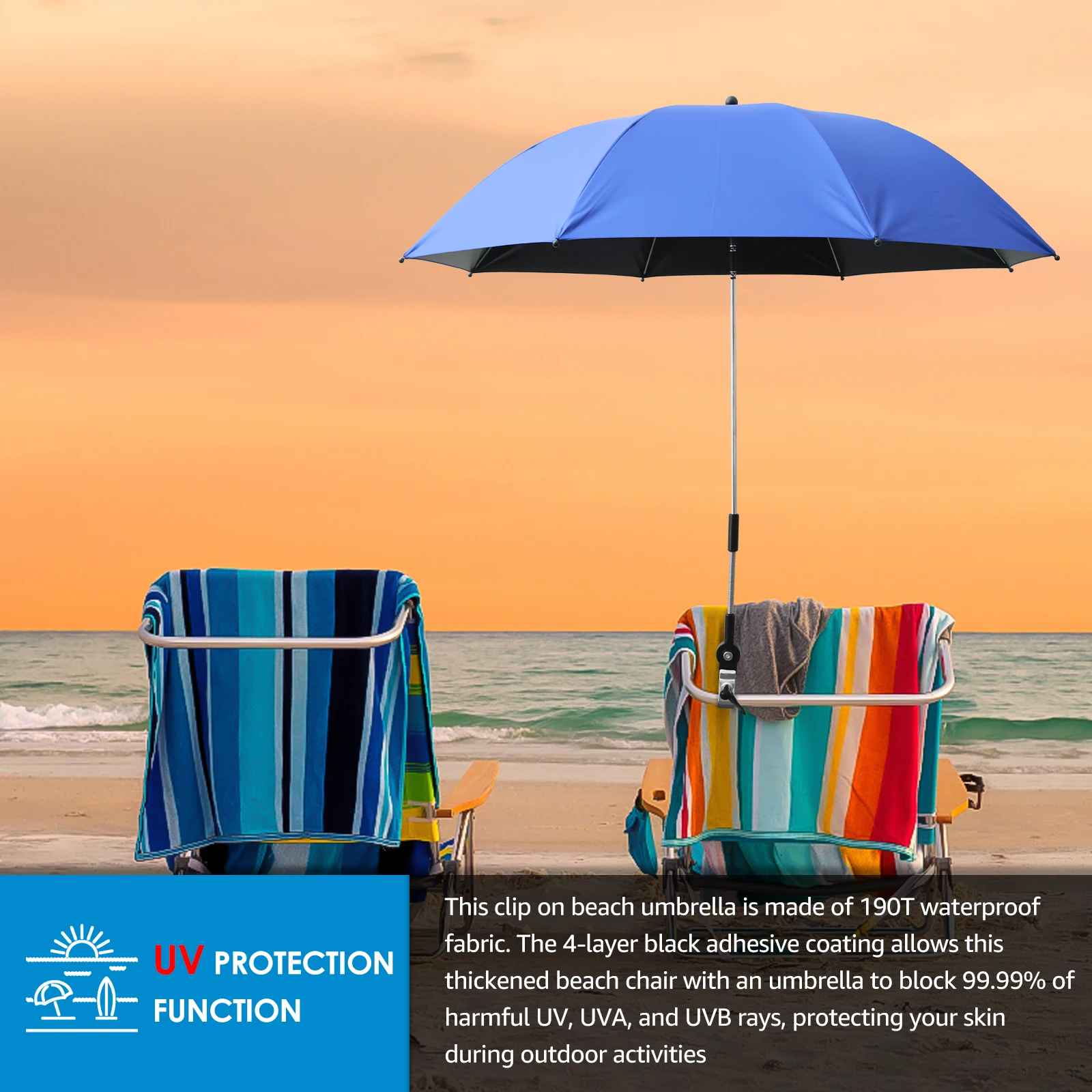 Paraguas para acampar y playa, sombrilla Anti-Uv, sombrilla para playa al aire libre, Clip de protección, equipo para sombrilla, lluvia con silla