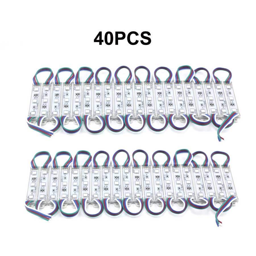 Led Modules Licht Rgb 5050 Smd 3Led DC12V Waterdichte Reclame Teken Lichten Winkel Venster Strip Lamp Module Lights Kit Rgb kleur: 40PCS