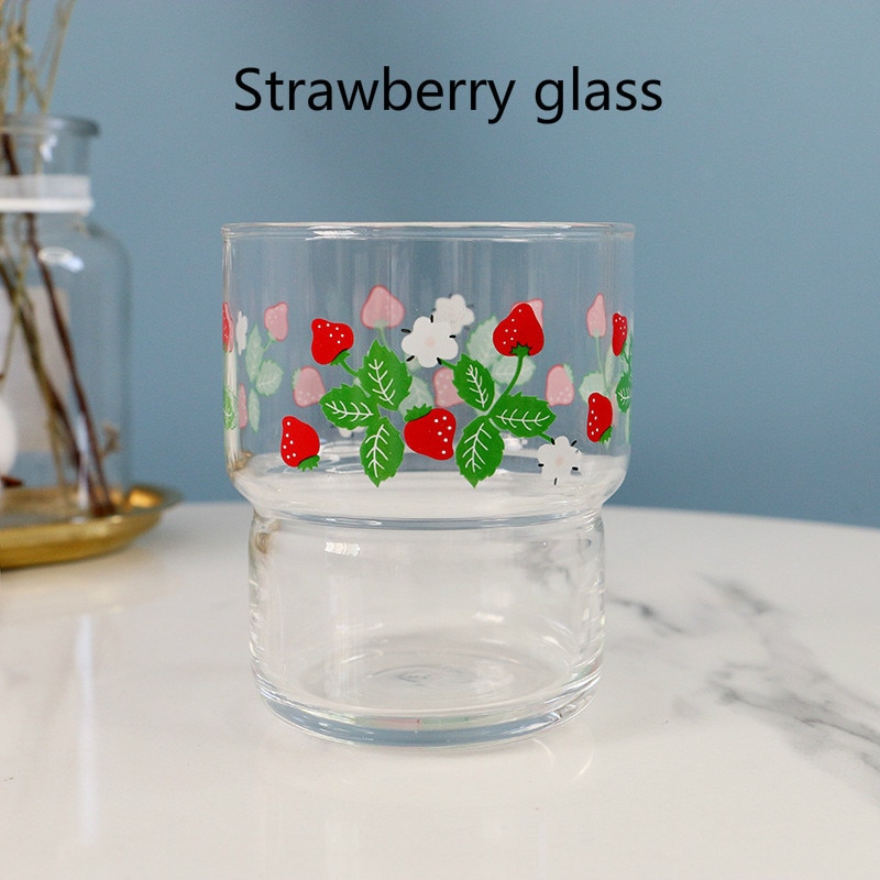 Retro 280 Printing Milkshake Coffee Cup Multi-Purpose Glass Double Strawberry Wine Family Drinkware Taste Wine Glass