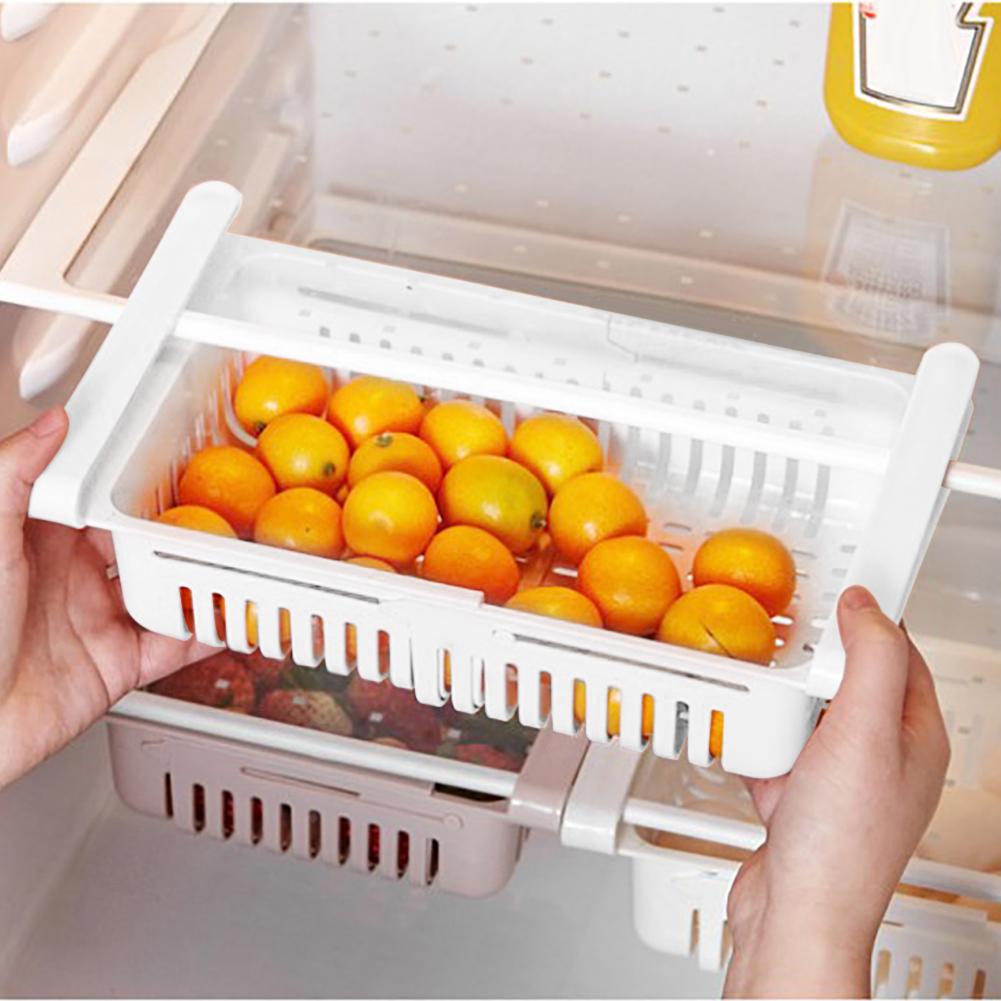 Retractable Refrigerator Pull-out Rack Fridge Drawer Shelf Plate Layer Organizer Adjustable Kitchen Holder Pull-out Drawer
