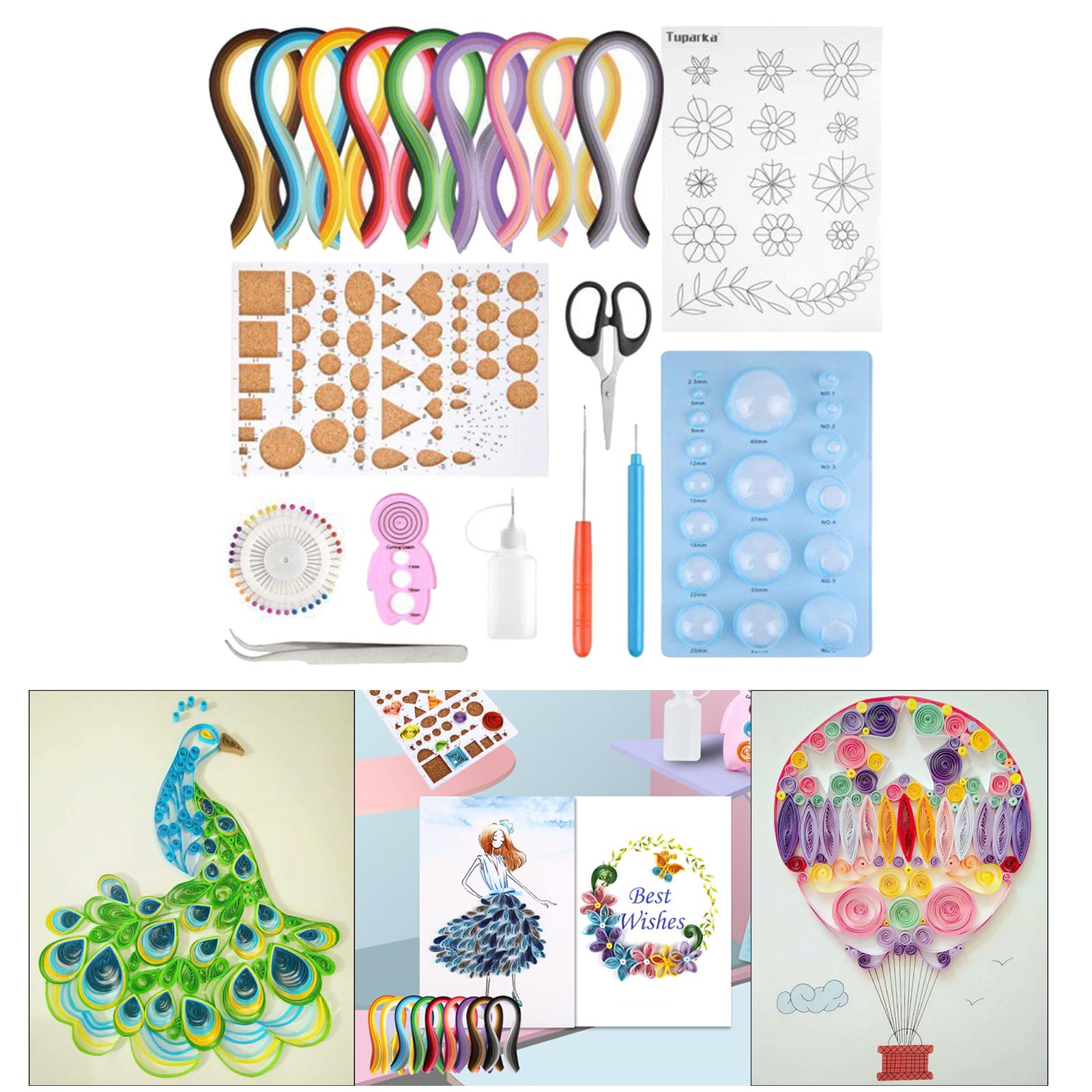Pappersremsor quillingverktygssats 10 verktyg 900 färgglada remsor för scrapbooking dekor jul nybörjare gör-det-själv-pyssel hantverk