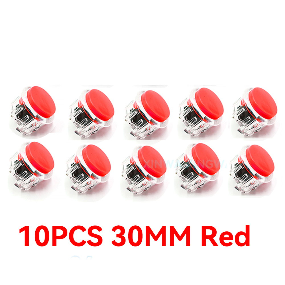 10 pçs 24mm 30mm botão interruptor de partida do jogo para copiar caixa sanwa máquina jogo arcade joystick console zero atraso placa diy: Vermelho