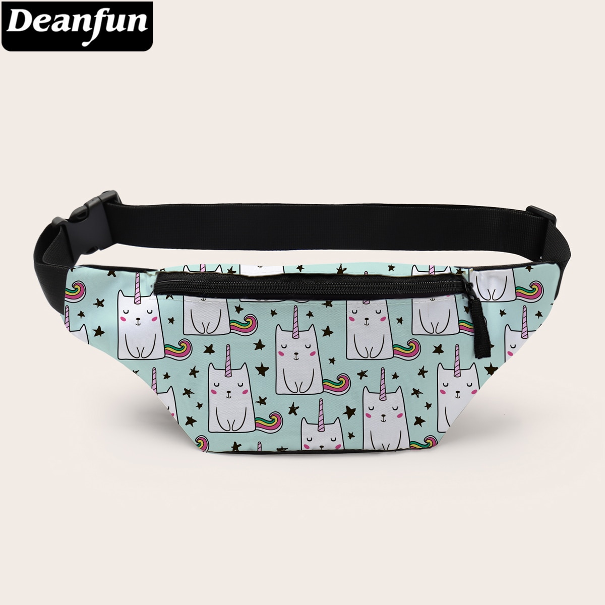 Deanfun 3d trykte midjevesker søt unicorn cat fanny pack for kvinner belte bag for reiser  d18013