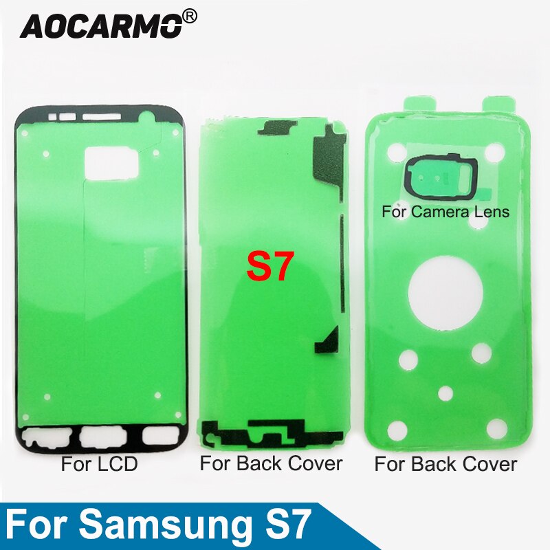 Aocarmo LCD Screen + Back Battery Cover Frame +Camera Lens Sticker Full Set Adhesive Tape For Samsung Galaxy S7 G930 5.1"