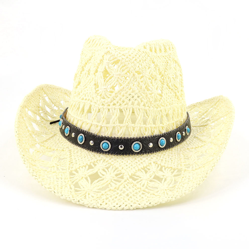 Western Cowboy Strohoed voor Dames Heren Handgeweven Brede Rand Ademend Outdoor Strand Zonbescherming Hoed Sombrero Vaquero: green