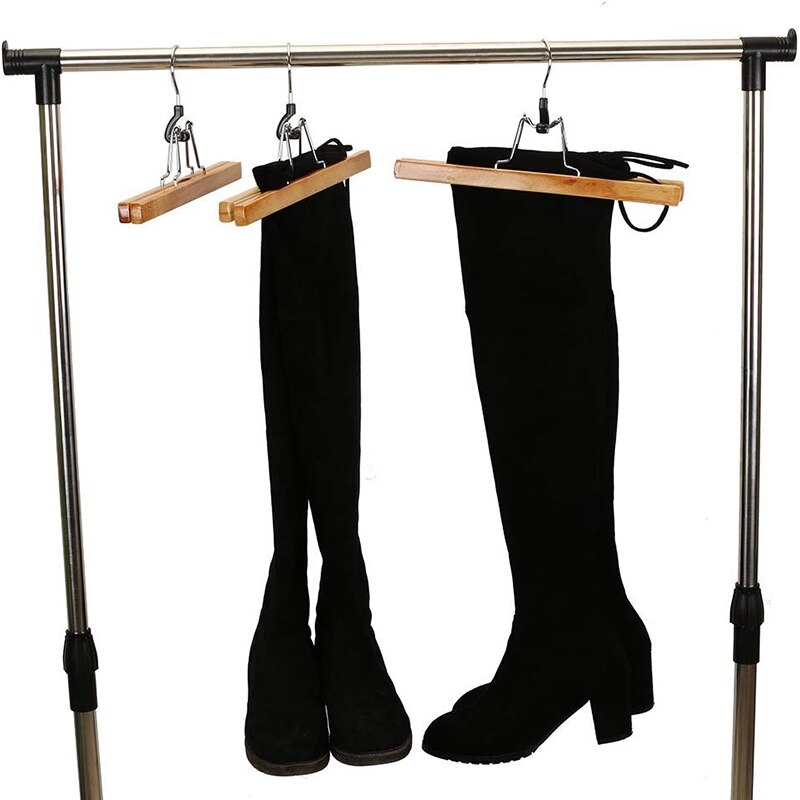 8 Stuk Houten Serie Slack Hangers Antislip Houten Broek Hangers Met 360 Graden Rotatie Anti-Roest Haak clip Hangers Voor Broek