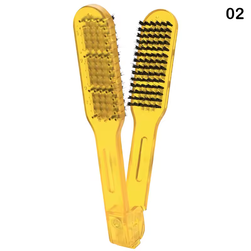 Dwustronna ceramiczna szczotka robić prostowania włosów i szczotka robić stylizacji z naturalnego drewna 2 w 1 dla kobiet: żółty