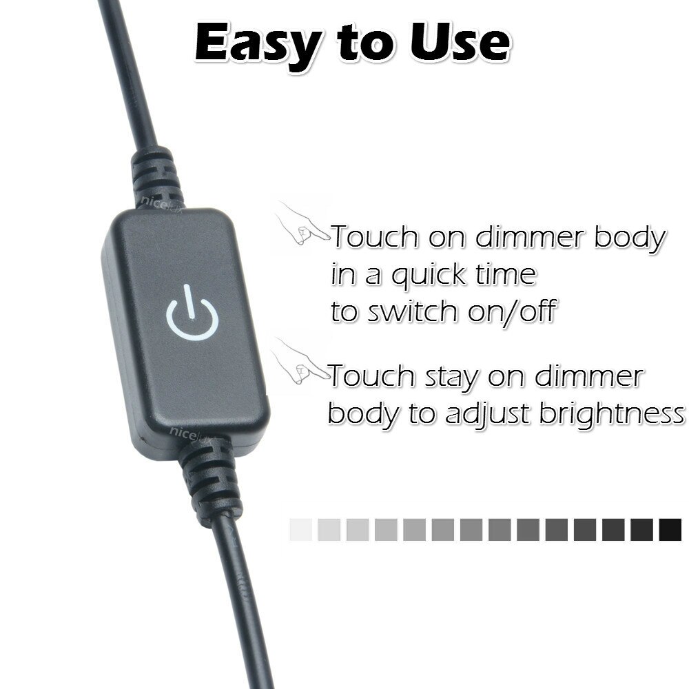 Variateur de luminosité avec prise mâle femelle DC 12V-24V 3A, noir et blanc, pour lampe à bande