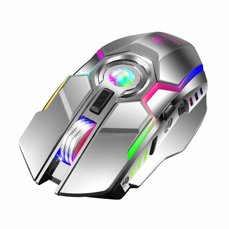 Leise, wiederaufladbare gaming-maus, kabellose streamer-maus mit rgb-led-hintergrundbeleuchtung, 7 tasten, usb 2.4g -anschluss für pc und laptop