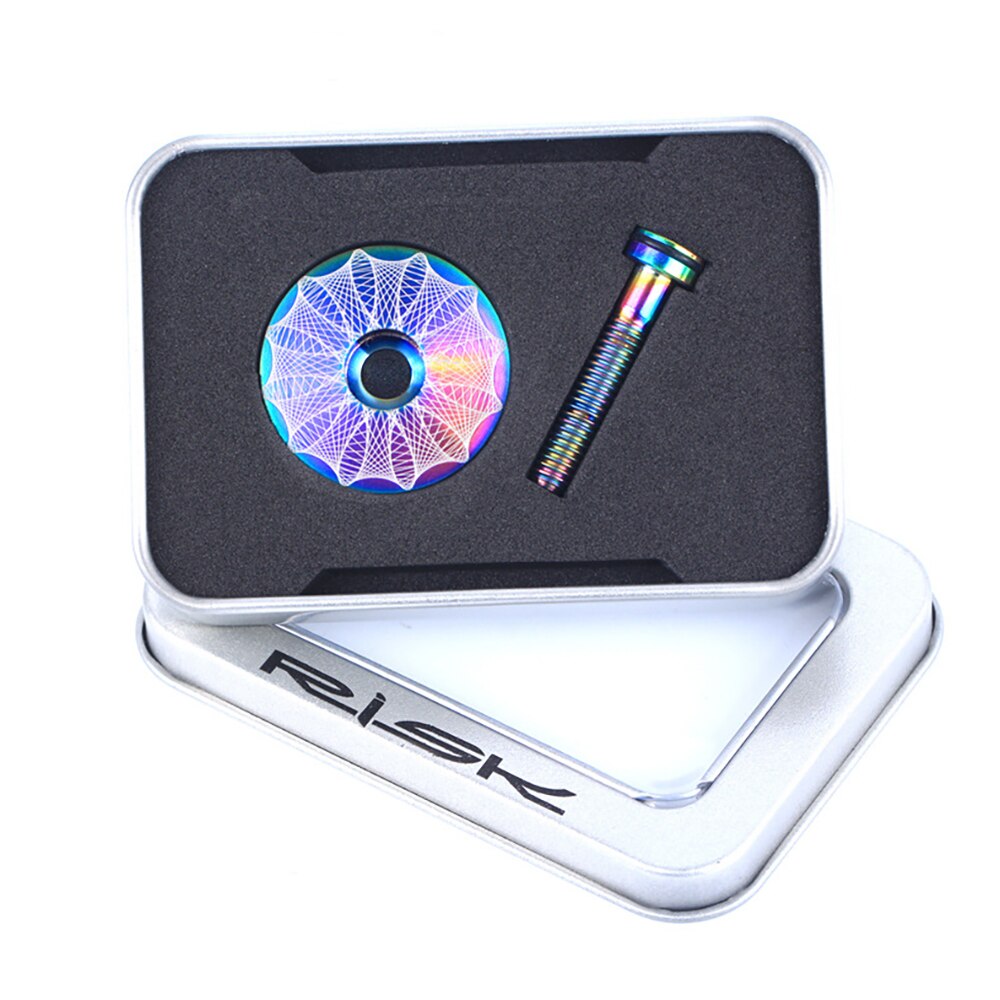 28.6Mm Mtb Fiets Stem Headset Top Cap Titanium Legering Ultralichte Stuurpen Top Cap Bmx Racefiets vork Stem Top Cap Kom Covers: Spacetime Oil Slick