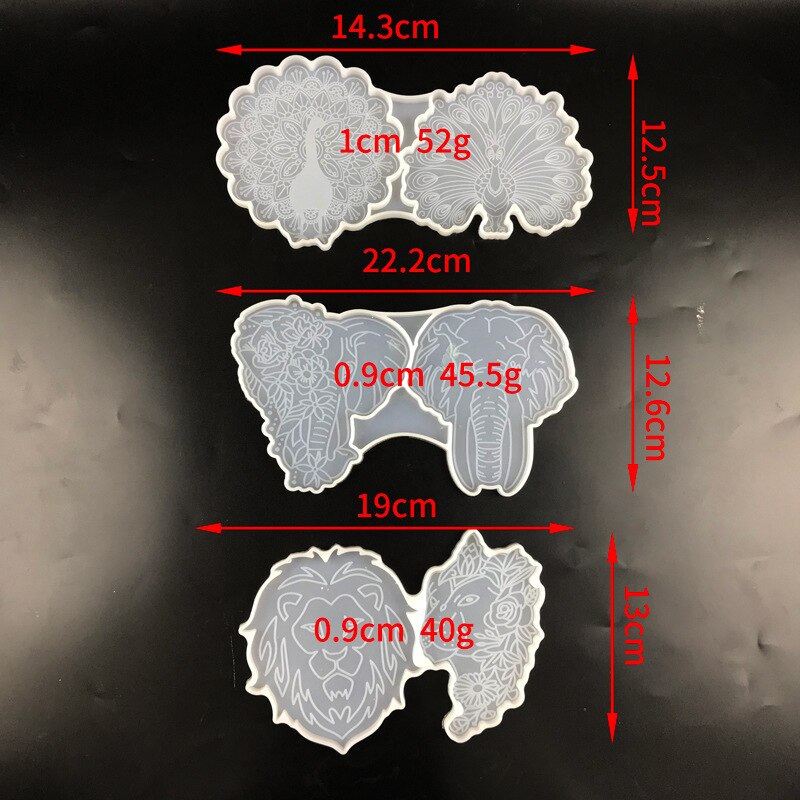 Olifant Pauw Leeuw Coaster Mold Epoxyhars Siliconen Mal Epoxy Mold Coaster Mat Lade