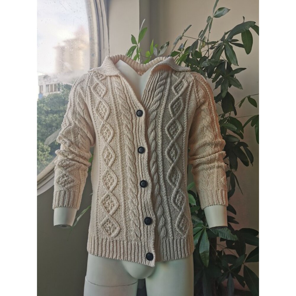 Trui heren vest beige kleur herfst winter kleding dikke gebreide jas heren gebreide gedraaide warme plus size vesten