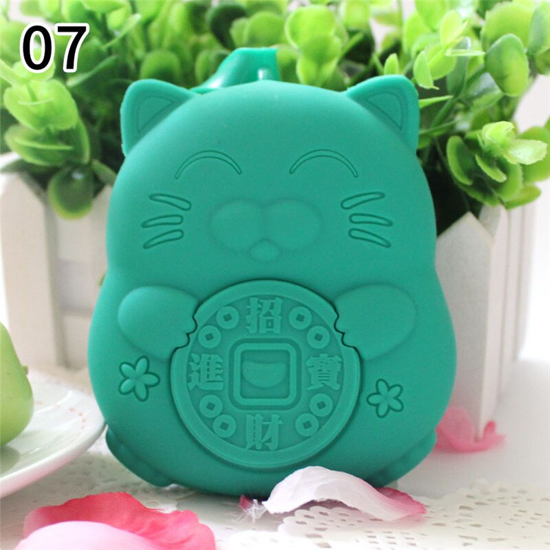 Silicone Cute Lucky Fortune Cat Vintage Coin Bags Wallet Women Key Case Bag Key Holder Purse Bag Organizer Bag: 07