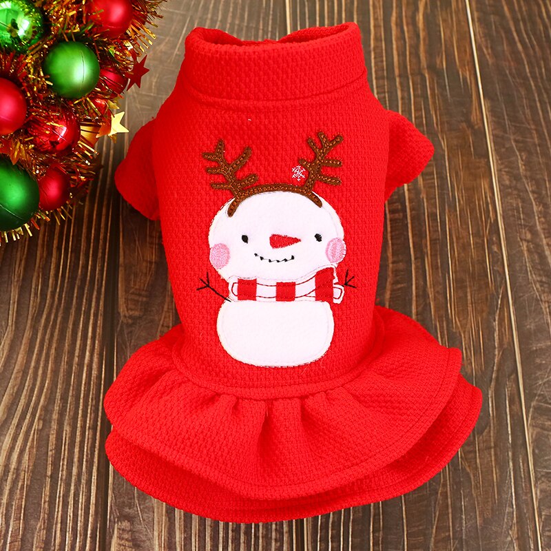 Automne hiver chien chat vêtements Teddy poméranie noël renne bonhomme de neige thème robe pour animaux de compagnie manteau XS S M L XL: Rouge / L