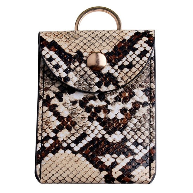 Creditcardhouder Mannen Vrouwen Pu Lederen Mini Visitekaarthouder Reizen Id Bank Kaarthouder Case Cover: Coffee snake pattern