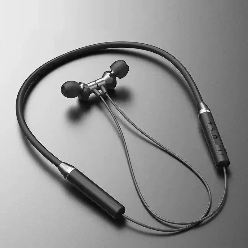 Wireless 5.0 Stereo Surround Headphone Magnetic Bluetooth Sport Neck-hanging Earbuds Waterproof Magnetic With Mic TWS Earbuds: black