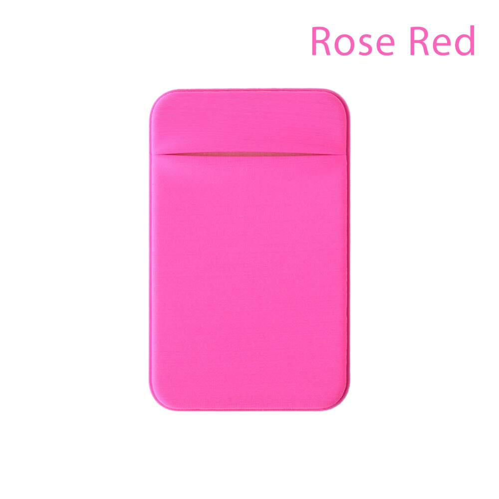 1Pc Elastische Stretch Lycra Lijm Mobiele Telefoon ID Credit Kaarthouder Sticker Pocket Wallet Case Kaarthouder voor iphone smartphone: A-Rose Red