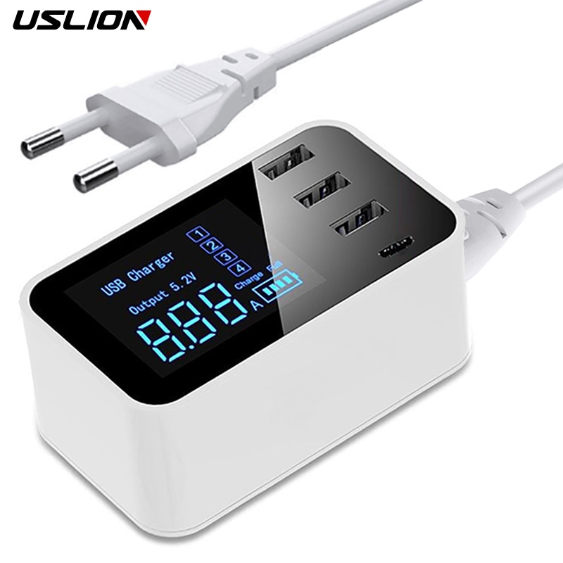 Quick Charge Type C Usb Charger Hub Led Display Wall Charger Snelle Mobiele Telefoon Oplader Usb Adapter Eu Ons Uk plug Voor Iphone X Xs